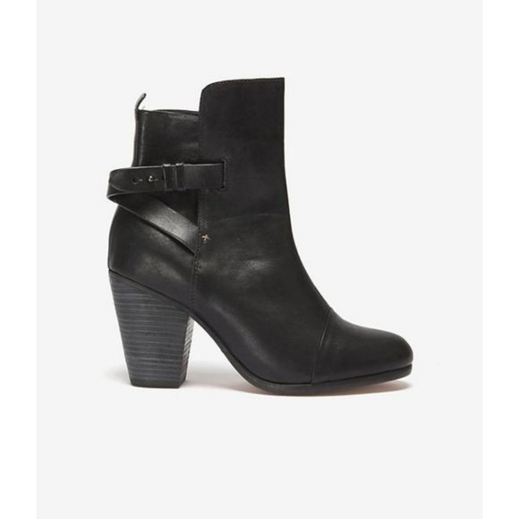 Rag & Bone Kinsey Leather Ankle Boot Black Size 38 - Picture 1 of 12